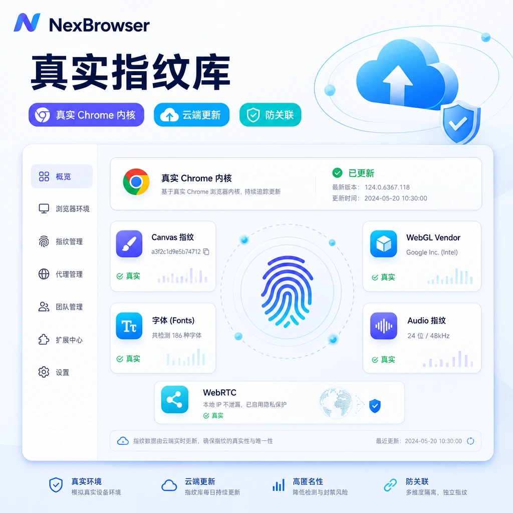 真实 Chrome 指纹库